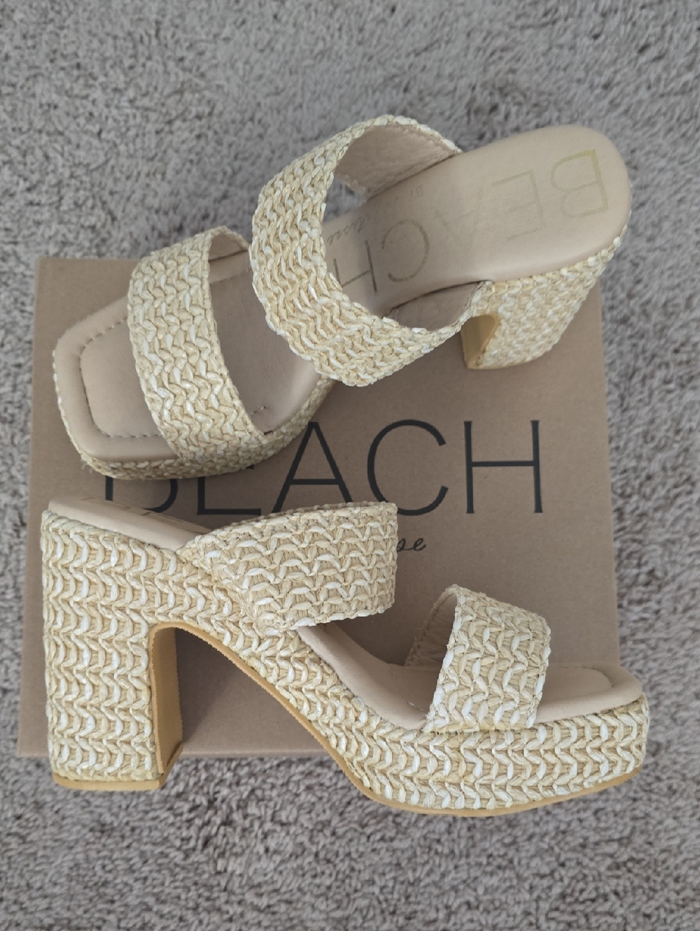 Beach By MATISSE Woven Platform Sandals - "Gem" Natural